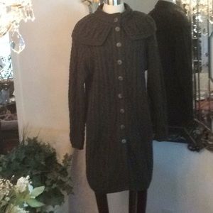 New green 100% merino-wool sweater coat xl